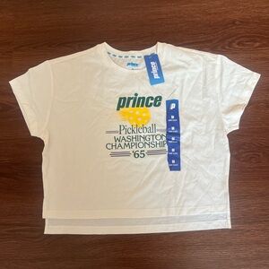 Prince Cream Graphic Cropped T-Shirt